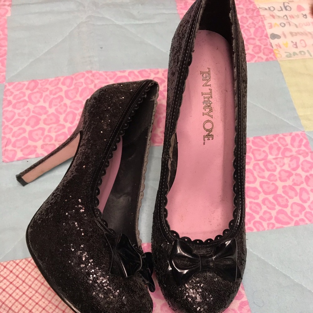 Black glitter heels. Worn once.